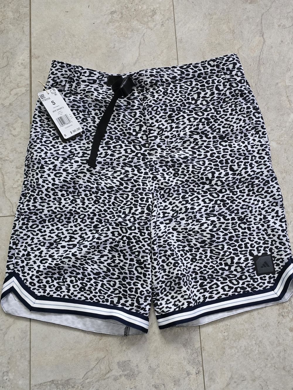 Adidas Adicross Delivery Printed Golf Shorts Black White Leopard Print Small NWT
